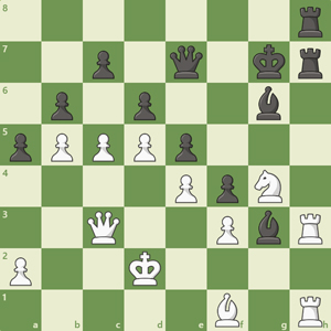 Stelling 5: 7r/2p1q1kr/1p1p2b1/pPPPp3/4PpN1/2Q2PbR/P2K4/5B1R b - - 0 48 Stelling 5: 7r/2p1q1kr/1p1p2b1/pPPPp3/4PpN1/2Q2PbR/P2K4/5B1R b - - 0 48